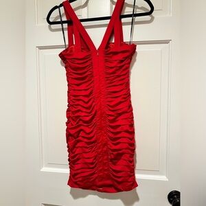 knee length dresses for ladies Sweetheart Red Sequin Ruched Short Homecoming Dress with Bow – FancyVestido main image 0
